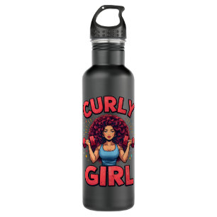Curly Hair Girl Gym Goals -Pink Motivation Graphic 710 Ml Water Bottle