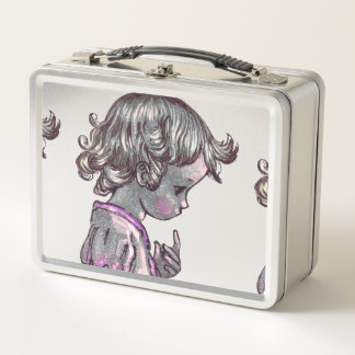 Curly Hair Girl metal lunchbox 