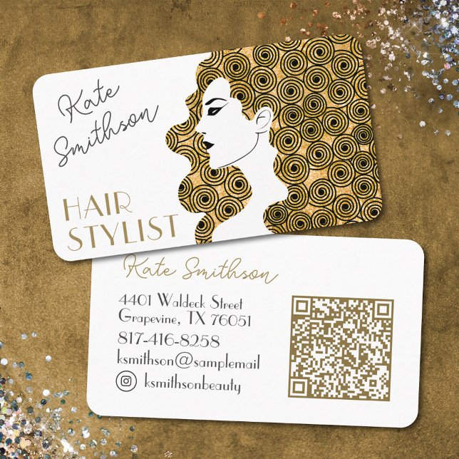     Curly Hair Personalised QR Code & Social Media Business Card (Creator Uploaded)