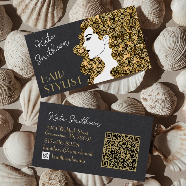     Curly Hair Personalised QR Code & Social Media Business Card (Creator Uploaded)