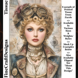 Curly Hair Steampunk Woman Collage DM1L Decoupage Tissue Paper