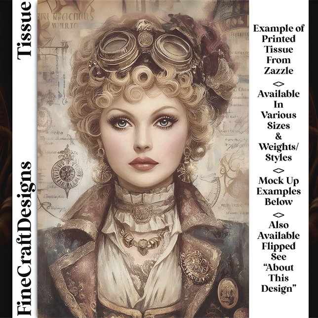 Curly Hair Steampunk Woman Collage DM1RF Decoupage Tissue Paper (Creator Uploaded)