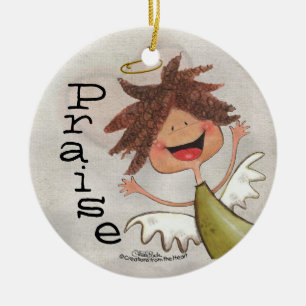 Curly Haired Angel-Pray for Today, Everyday! Ceramic Ornament