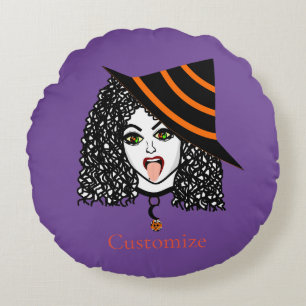 Curly-haired Witch Thunder_Cove Round Cushion