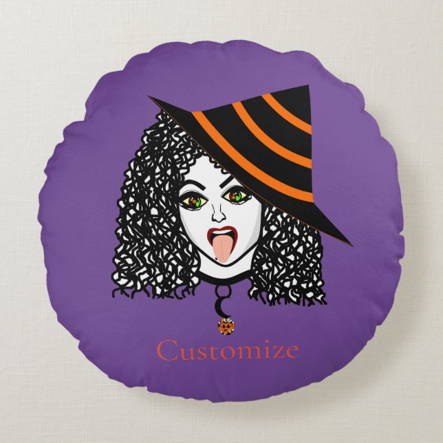 Curly-haired Witch Thunder_Cove  Round Cushion (Front)