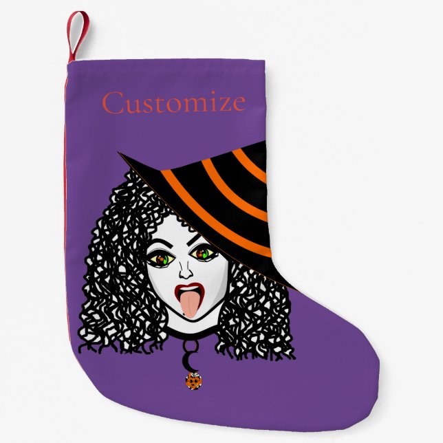 Curly-haired Witch Thunder_Cove Small Christmas Stocking (Front)