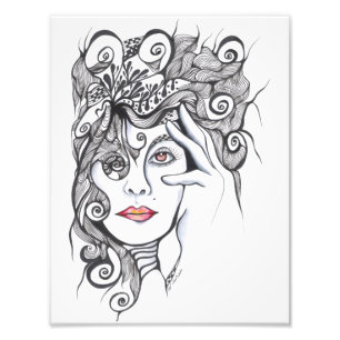 Curly hairstyle Girl portrait Photo Print