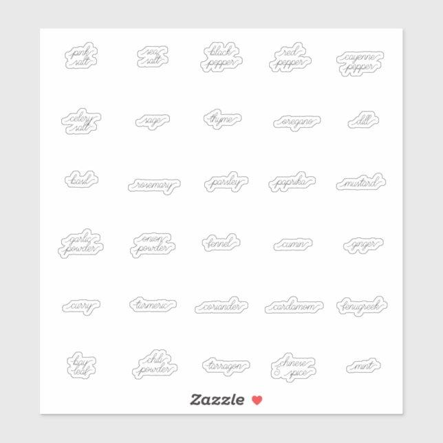 Curly Herb and Spice Labels (Sheet)
