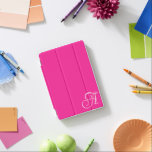 Curly Hot Pink and White Minimalist Monogram iPad Mini Cover<br><div class="desc">Note: Due to the decorative curls many of the letters of the alphabet that will need to be moved up and/or to the left. 
Create your own girly monogrammed hot pink and white electronics gear for her.
Customise the calligraphy to make your own modern minimal typography design.</div>