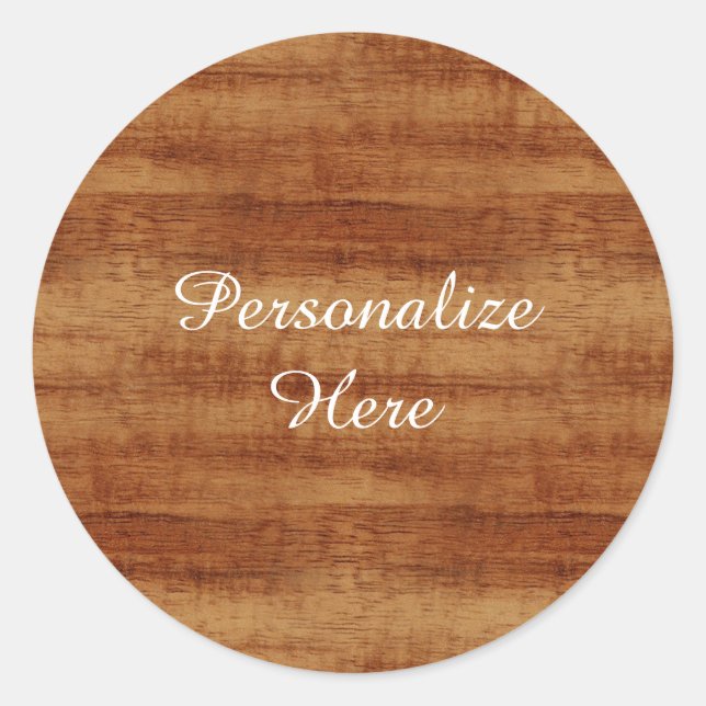 Curly Koa Acacia Wood Grain Look Classic Round Sticker (Front)