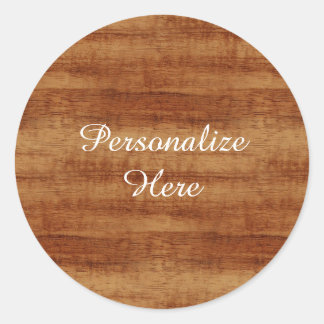 Curly Koa Acacia Wood Grain Look Classic Round Sticker