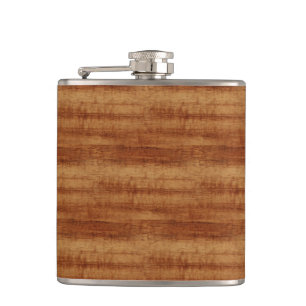 Curly Koa Acacia Wood Grain Look Hip Flask