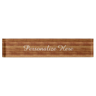 Curly Koa Acacia Wood Grain Look Nameplate