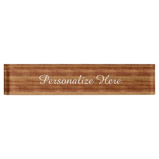 Curly Koa Acacia Wood Grain Look Nameplate (Front)