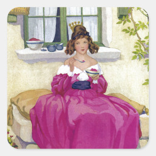 Curly Locks Wilt Thou Be Mine Nursery Rhyme Square Sticker