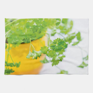 Curly Parsley Kitchen Herb Garden Photo Art Tea Towel
