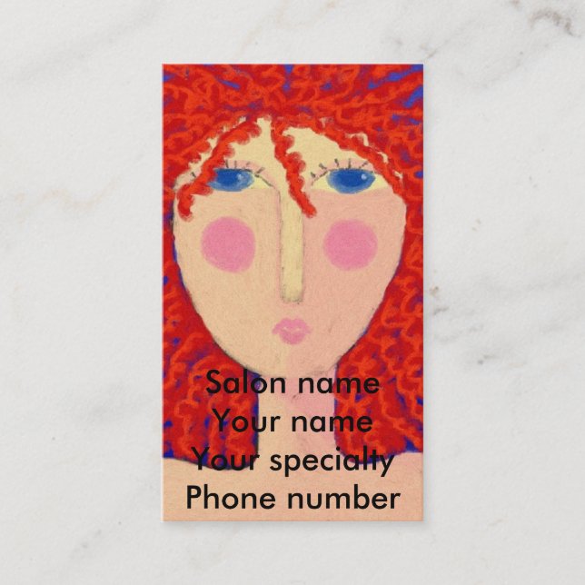 Curly Red Hair Stylist Business Card (Front)