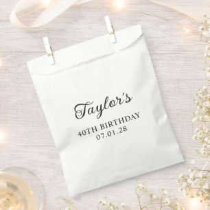 Curly Script 40th Birthday Favour Bag