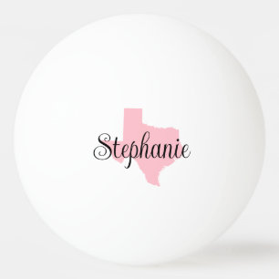 Curly Script Name Pink Texas Family Photo Ping Pong Ball