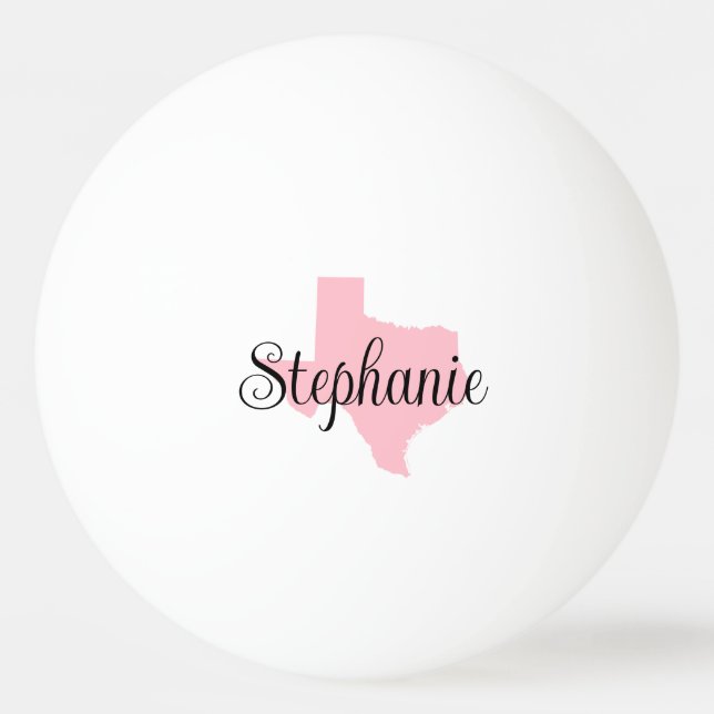 Curly Script Name Pink Texas Family Photo Ping Pong Ball (Front)