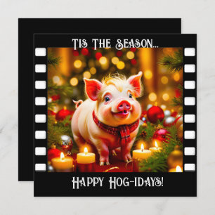 Curly Tail Piglet Funny Christmas card