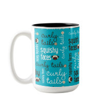 Curly Tails Squishy Faces Pug Two Tone Mug
