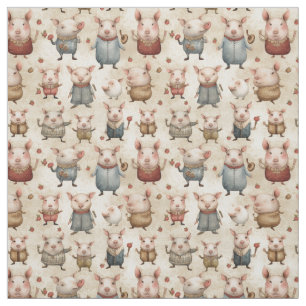 Curly Tails: Whimsy Pig Fabric