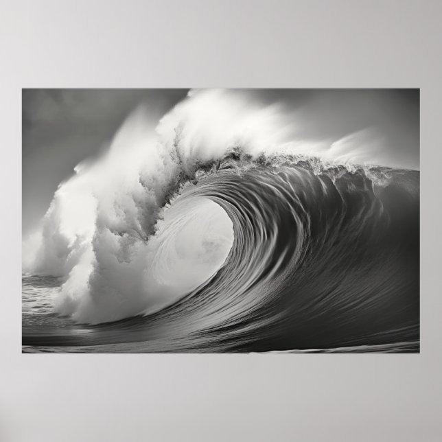 Curly Wave Ocean Force Nature Seascape  Poster (Front)