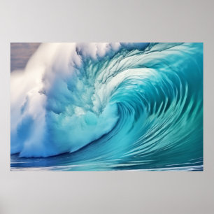 Curly Wave Ocean Force Nature Seascape Poster