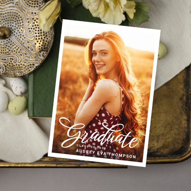 Curly Writing Graduate Photo Invitation (Creator Uploaded)