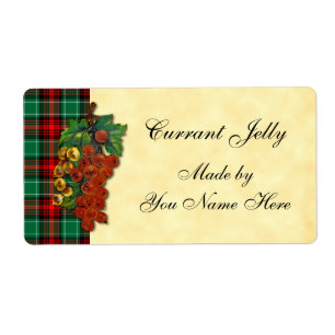 Currants Red Green Holiday Plaid Recipe Labels