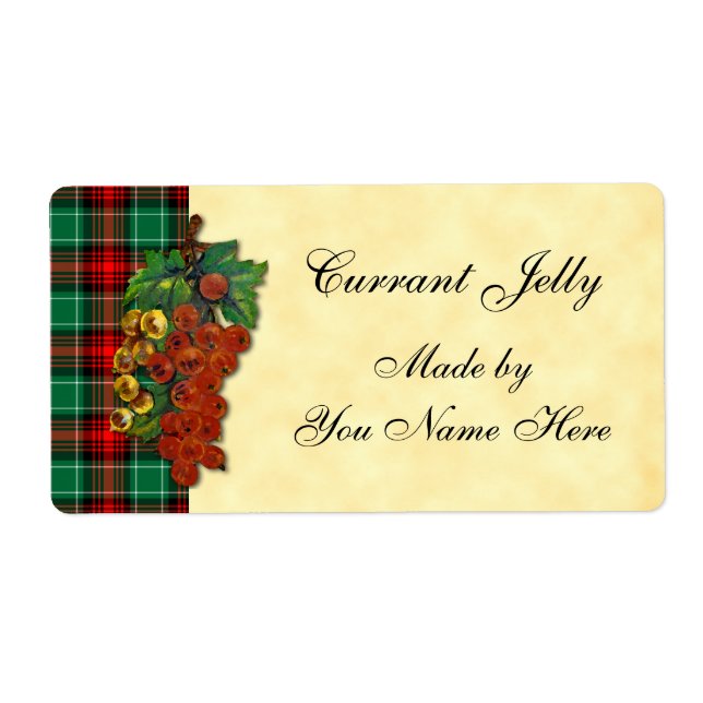 Currants Red Green Holiday Plaid Recipe Labels (Front)
