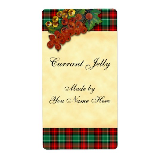 Currants Red Green Holiday Plaid Recipe Labels