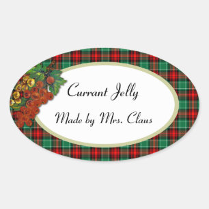 Currants Red Green Plaid Custom Recipe Sticker