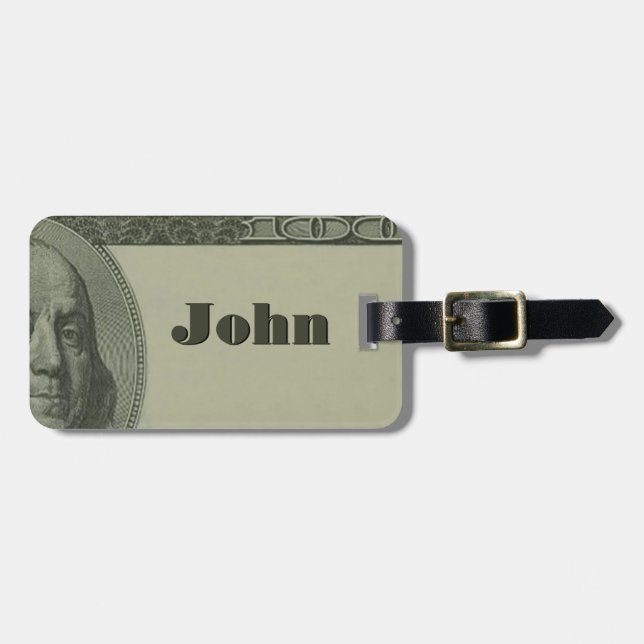 Currency Monogram Luggage Tag (Front Horizontal)