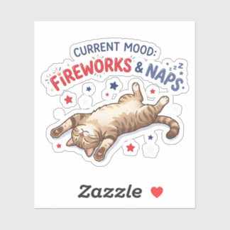 Current Mood Fireworks and Naps Patriotic Cat