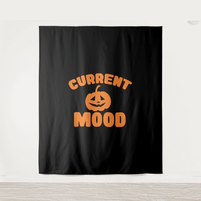 Current mood funny pumpkin halloween tapestry (Front)