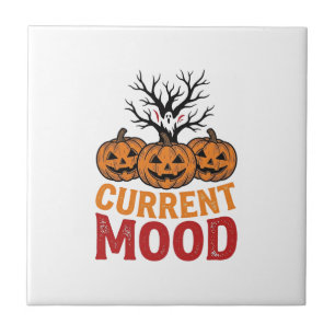 Current Mood Halloween Pumpkin Vintage Shirt Desig Ceramic Tile