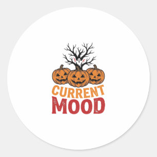 Current Mood Halloween Pumpkin Vintage Shirt Desig Classic Round Sticker