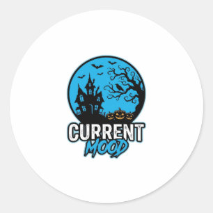 Current Mood Halloween Vintage Engraving Vector_1 Classic Round Sticker
