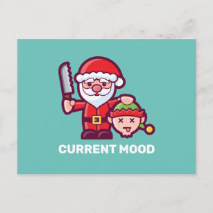 Current Mood Santa and Elf Postcard