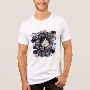 CURRENTLY IGNORING EVERYONE – Y2K Cat Headphones Tri-Blend Shirt
