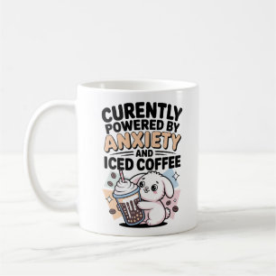 Currently Powered by Anxiety and Iced Coffee Bunny Mug