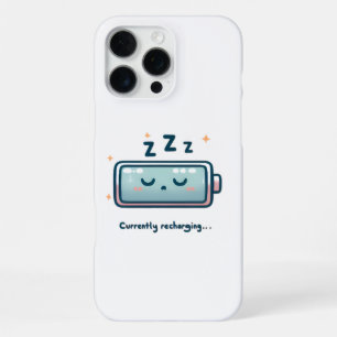 Currently Recharging – Cute Sleepy Battery Design iPhone 16 Pro Max Case