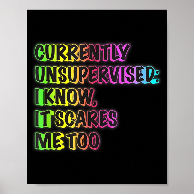 Currently Unsupervised Funny Quote Humor Sarcastic Poster (Front)