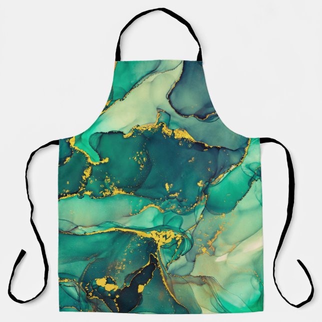 Currents of translucent hues, snaking metallic swi apron (Front)
