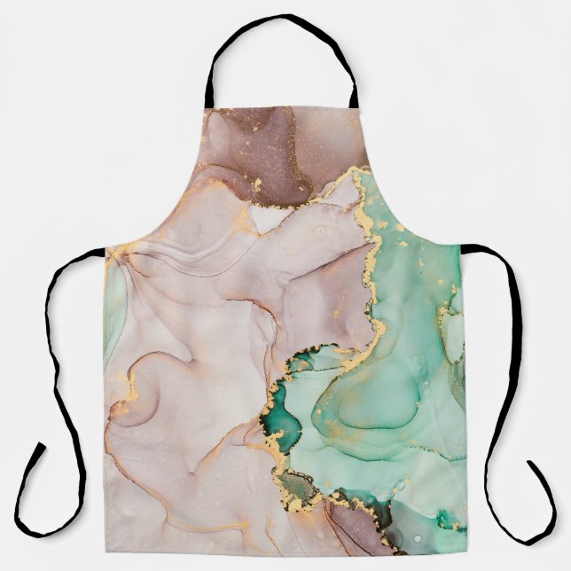 Currents of translucent hues, snaking metallic swi apron (Front)