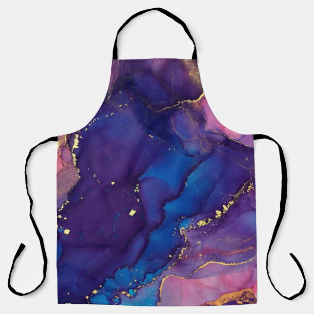 Currents of translucent hues, snaking metallic swi apron (Front)