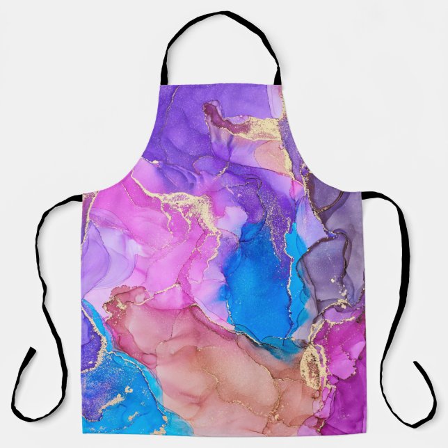 Currents of translucent hues, snaking metallic swi apron (Front)
