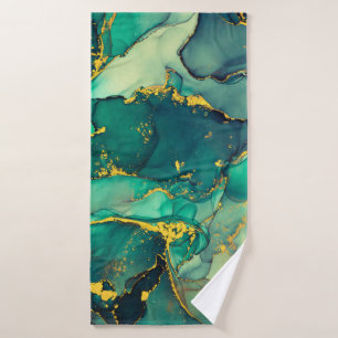 Currents of translucent hues, snaking metallic swi bath towel